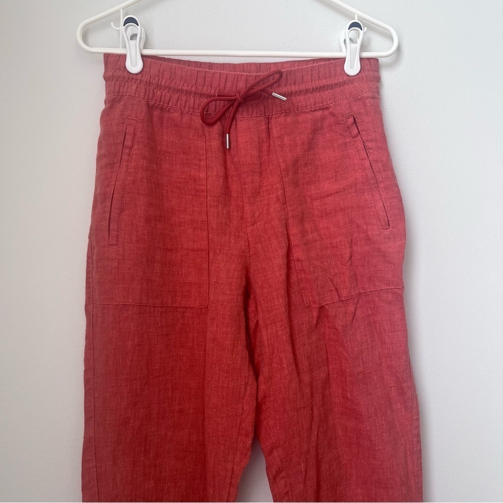 Athleta Retreat 100% linen Jogger Pant size 2 Coral Salmon Color - Picture 3 of 12